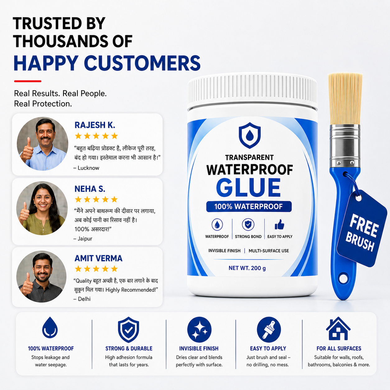 Transparent Waterproof Glue + Free Brush © ( BUY 1 GET 1 FREE )