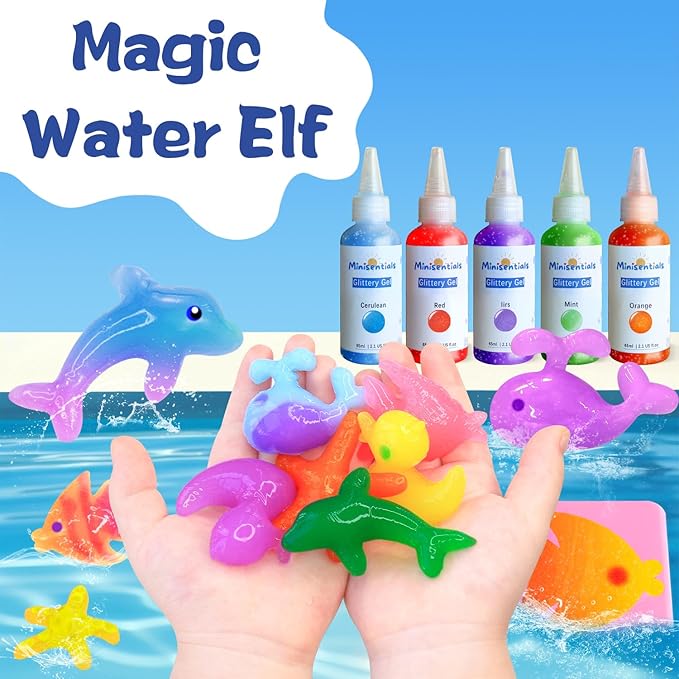 Magic Water Elf Toy Kit - Aqua Art Water Fairy Gel Kit for Kids - 10 Colors Magic Gel Water Pets - DIY Squishy Maker Set - Make Your Own Squishies Toy Crafts Party Favor for Boys & Girls Ages 2-12