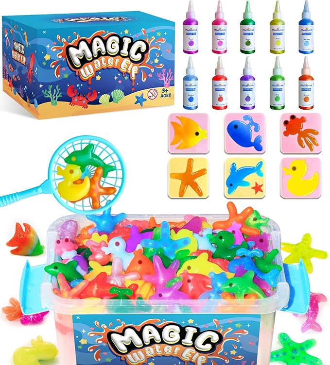 Magic Water Elf Toy Kit - Aqua Art Water Fairy Gel Kit for Kids - 10 Colors Magic Gel Water Pets - DIY Squishy Maker Set - Make Your Own Squishies Toy Crafts Party Favor for Boys & Girls Ages 2-12