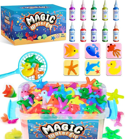 Magic Water Elf Toy Kit - Aqua Art Water Fairy Gel Kit for Kids - 10 Colors Magic Gel Water Pets - DIY Squishy Maker Set - Make Your Own Squishies Toy Crafts Party Favor for Boys & Girls Ages 2-12