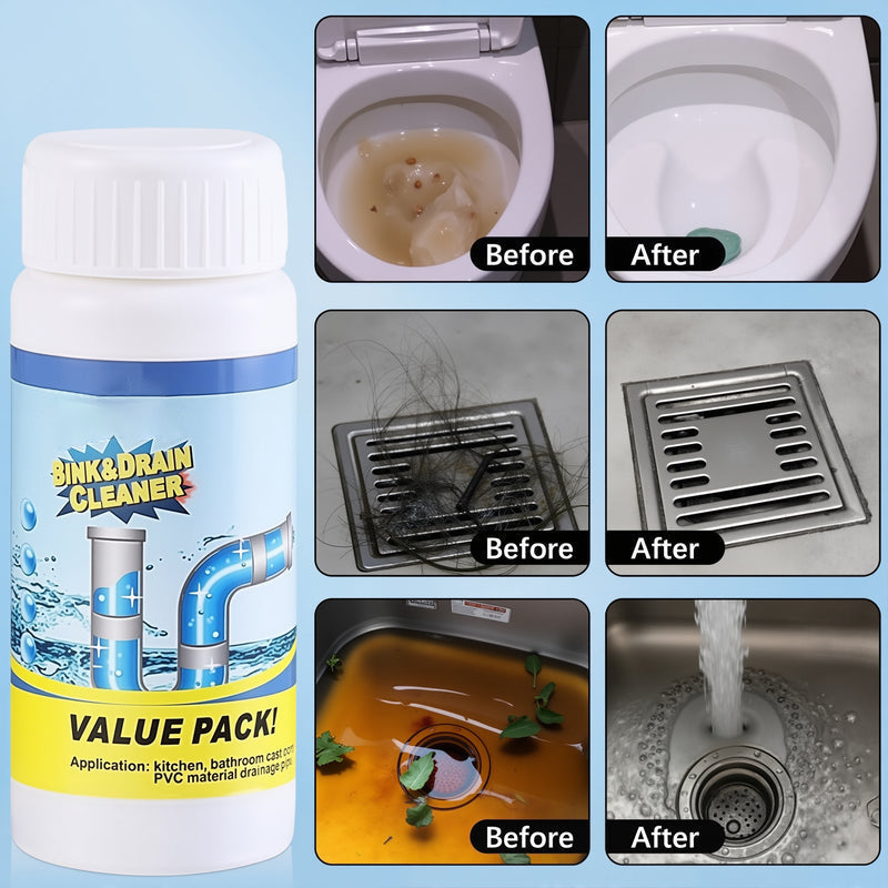 Pipe-Clearing Foaming Powder – Fast-Acting Drain Unclogger & Deodorizer - Pack of 4