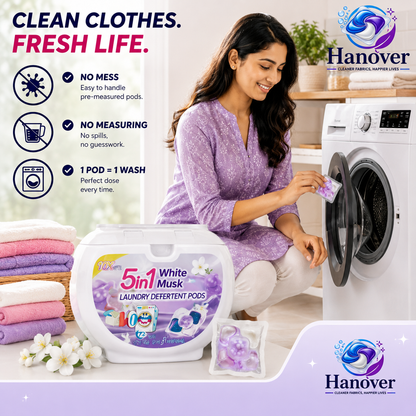 5-in-1 White Musk Laundry Detergent Pods (40+40 PODS)