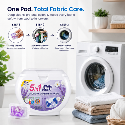 5-in-1 White Musk Laundry Detergent Pods (40+40 PODS)