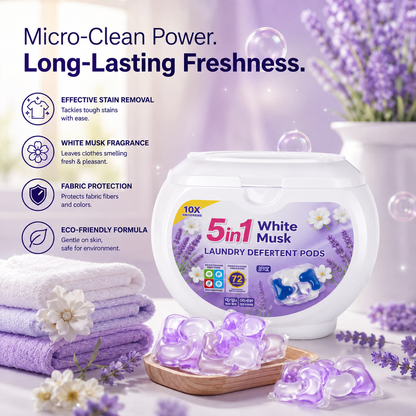 5-in-1 White Musk Laundry Detergent Pods (40+40 PODS)