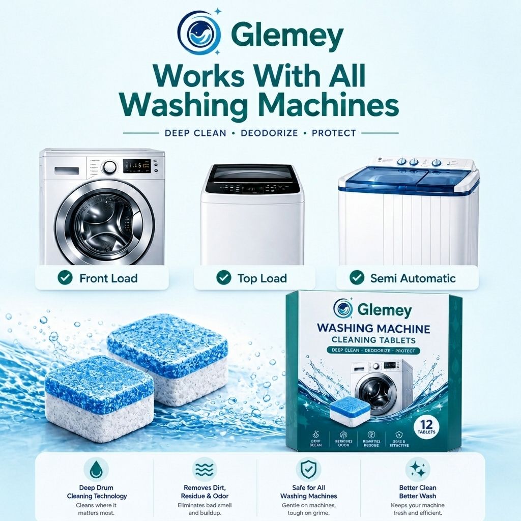 Glemey™ washing Machine Cleaning Tablet  (12 Pieces)
