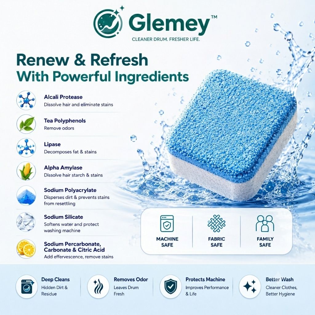 Glemey™ washing Machine Cleaning Tablet  (12 Pieces)