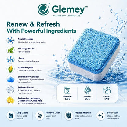 Glemey™ washing Machine Cleaning Tablet  (12 Pieces)