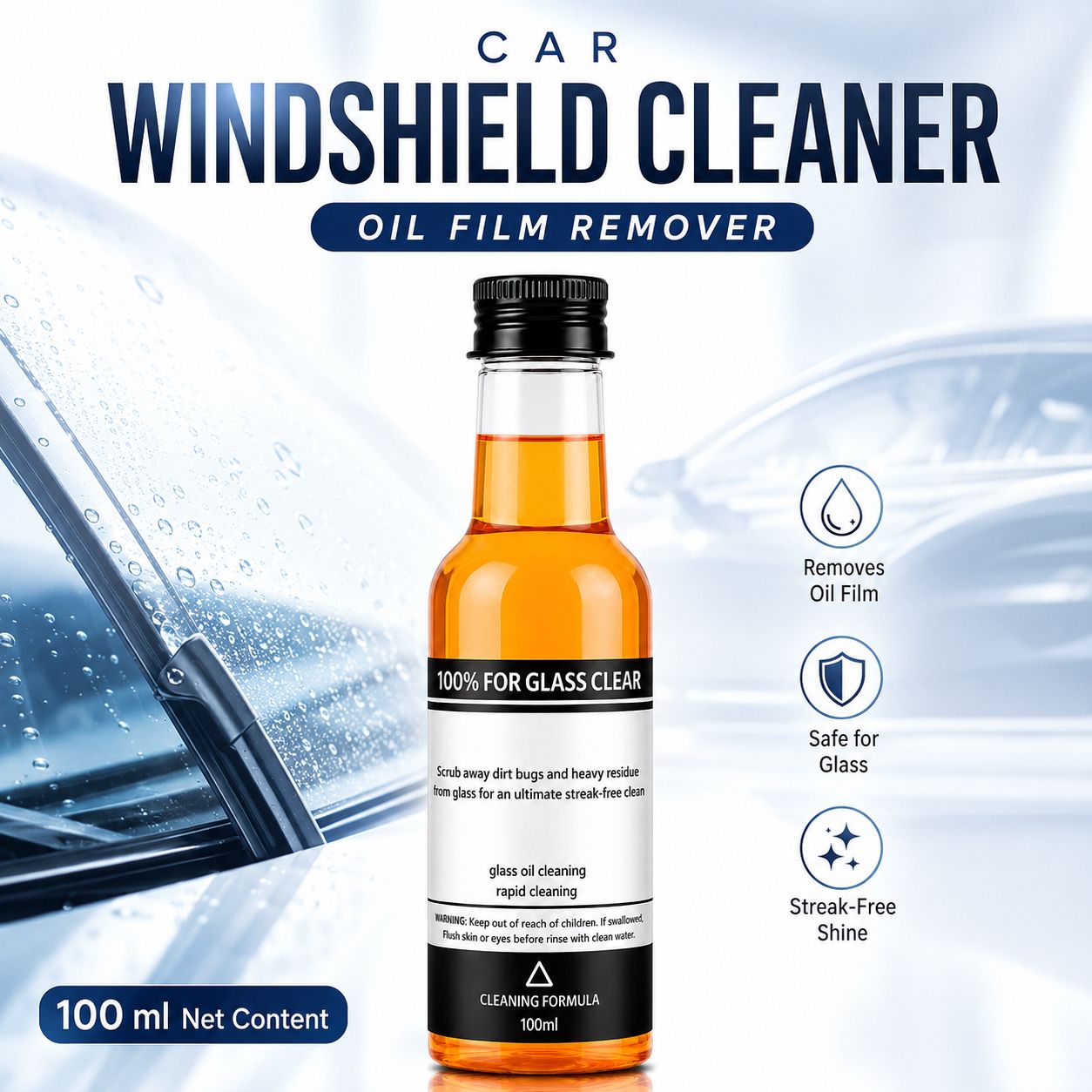 Instant Clear Car Glass Windshield Cleaning Liquid © ( BUY 1 GET 2 FREE )