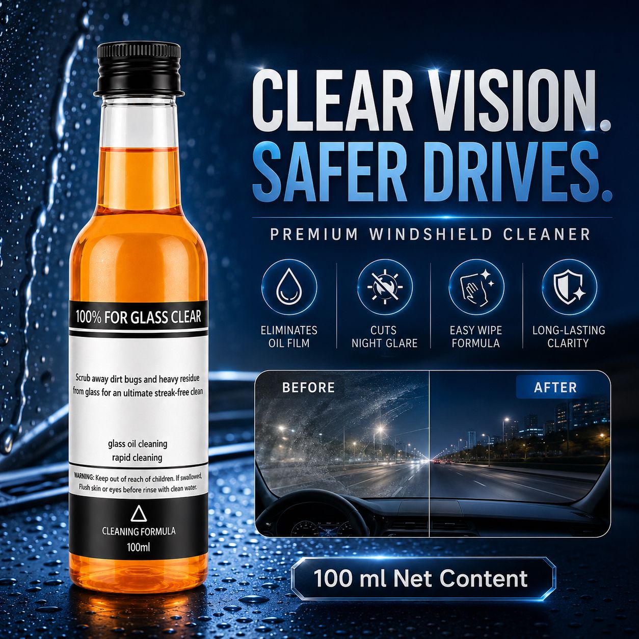 Instant Clear Car Glass Windshield Cleaning Liquid © ( BUY 1 GET 2 FREE )